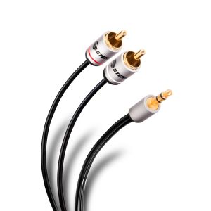 Cable plug 3,5 mm a 2 plug RCA de 1,8 m, ultradelgado y conectores reforzados