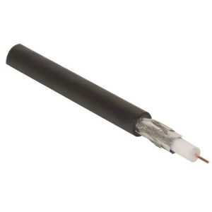 Cable coaxial RG59, 30% malla de aluminio sin estañar, negro