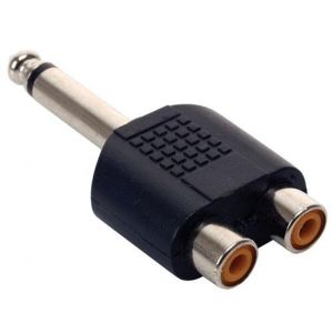 Adaptador de plug 6,3 mm a 2 jacks RCA, monoaural