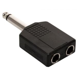 Adaptador de plug 6,3 mm a 2 jacks 6,3 mm, monoaural