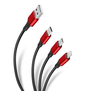 Cable 3 en 1, USB a LIGHTNING / micro USB / USB C, de 1,2 m