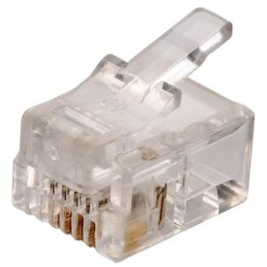 Juego de 2 plugs telefónicos modulares RJ11, de 4 contactos