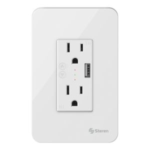 Doble contacto Wi-Fi* y cargador USB, con placa para pared