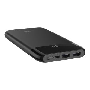 Power Bank de 8,000 mAh con 2 salidas USB y display Negro