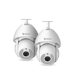 2 cámaras de seguridad Wi-Fi / Ethernet Full HD robotizadas con seguidor de movimiento para exterior