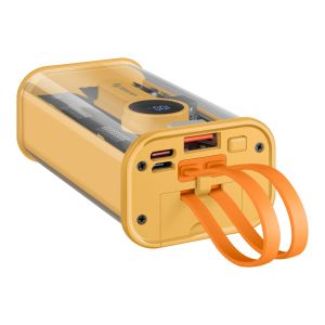 Power Bank de 8,000 mAh con PD 20 W / QC 20 W con 2 salidas USB C, 1 salida USB y 1 salida Ligthning color amarillo