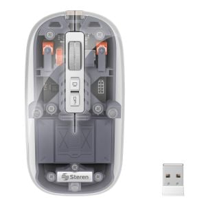 Mouse Bluetooth*/ RF, multidispositivo con batería recargable 800 / 1200 / 1600 / 2400 DPI, transparente