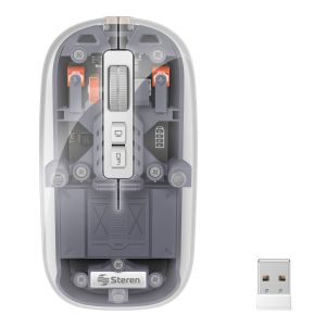 Mouse Bluetooth*/ RF, multidispositivo con batería recargable 800 / 1200 / 1600 / 2400 DPI, transparente color gris
