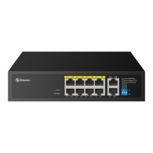 Switch Fast Ethernet de 8 puertos PoE + 2 UPLINK